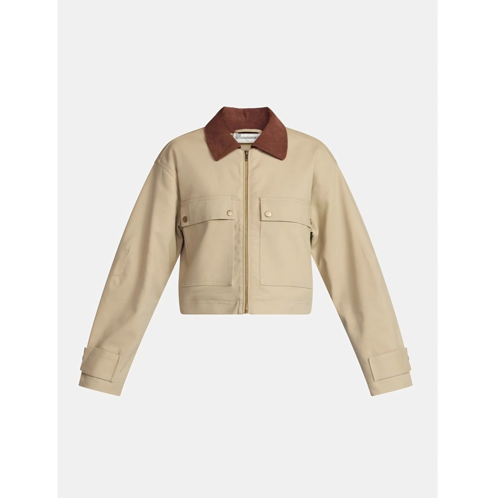 No Boundaries Barn Jacket Women's Corduroy Collar Full Zip Pockets Chore Trucker